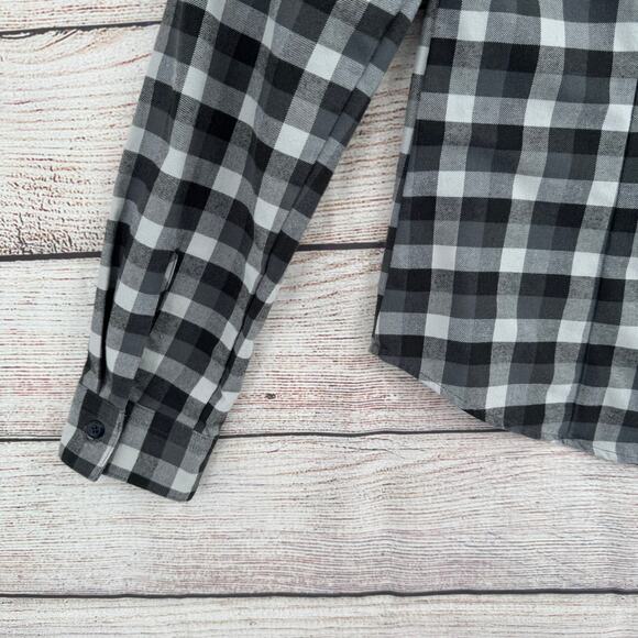 Helly Hansen Checkered Flannel Shirt Womens M Gray White Mammoth Embroidered - Picture 6 of 13